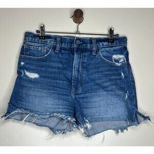 Abercrombie 4" Mom Short High Rise Denim Blue Jeans Cut Off Size 26 or 2